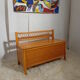Trunk bench vintage wood and rattan of the 1950s