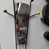 Coat rack/vintage iron mirror on foot 1970