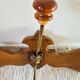 Varnished wooden wall coat rack, 3 hooks.