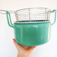 Enamelled metal fryer, pale green, vintage