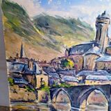 Landscape village old gouache bridge / paper 65/50cm