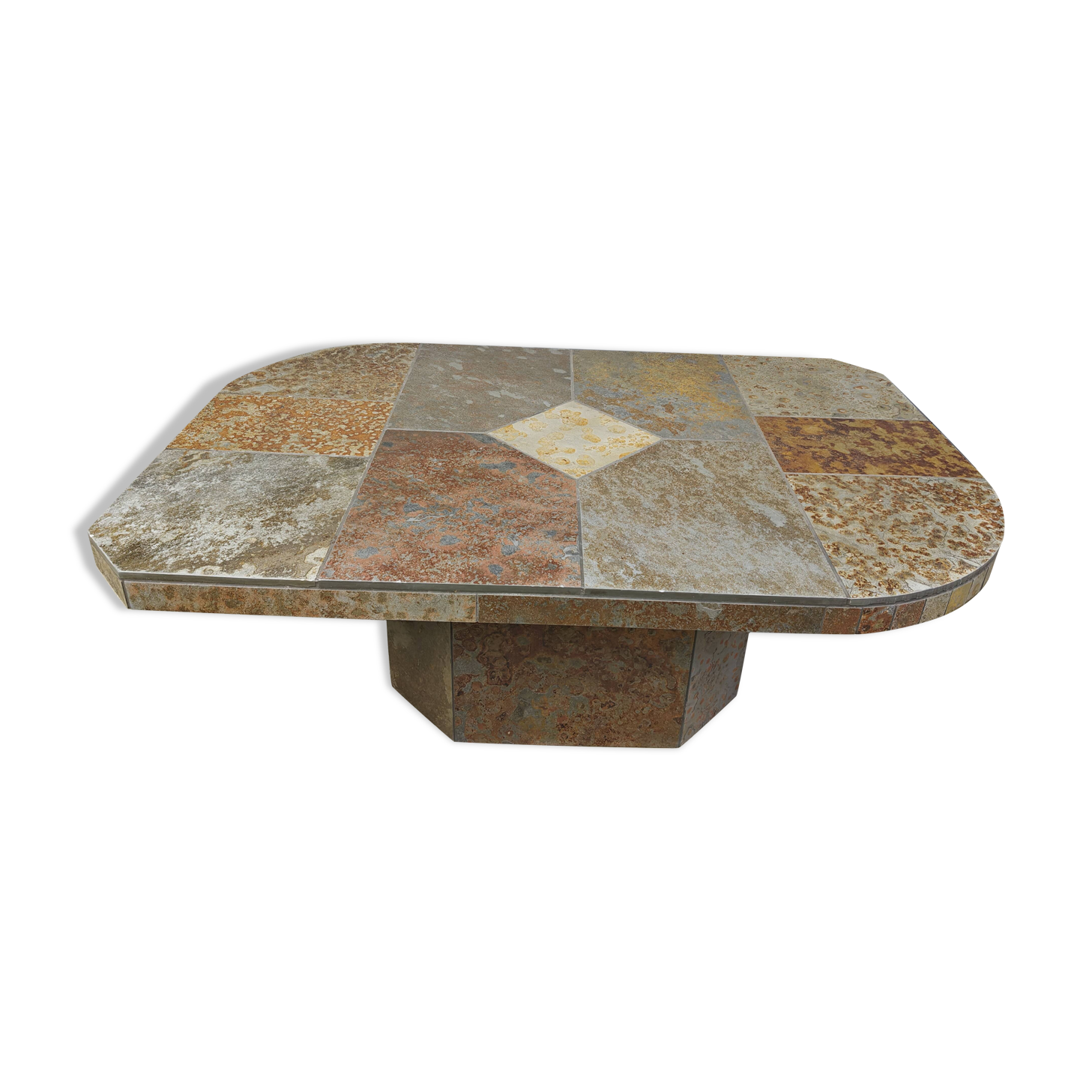 Brutalist slate stone coffee table, 1980s