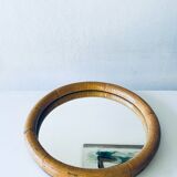 Round rattan mirror