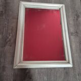 Vintage rectangular mirror in white wood 70 x 51cm