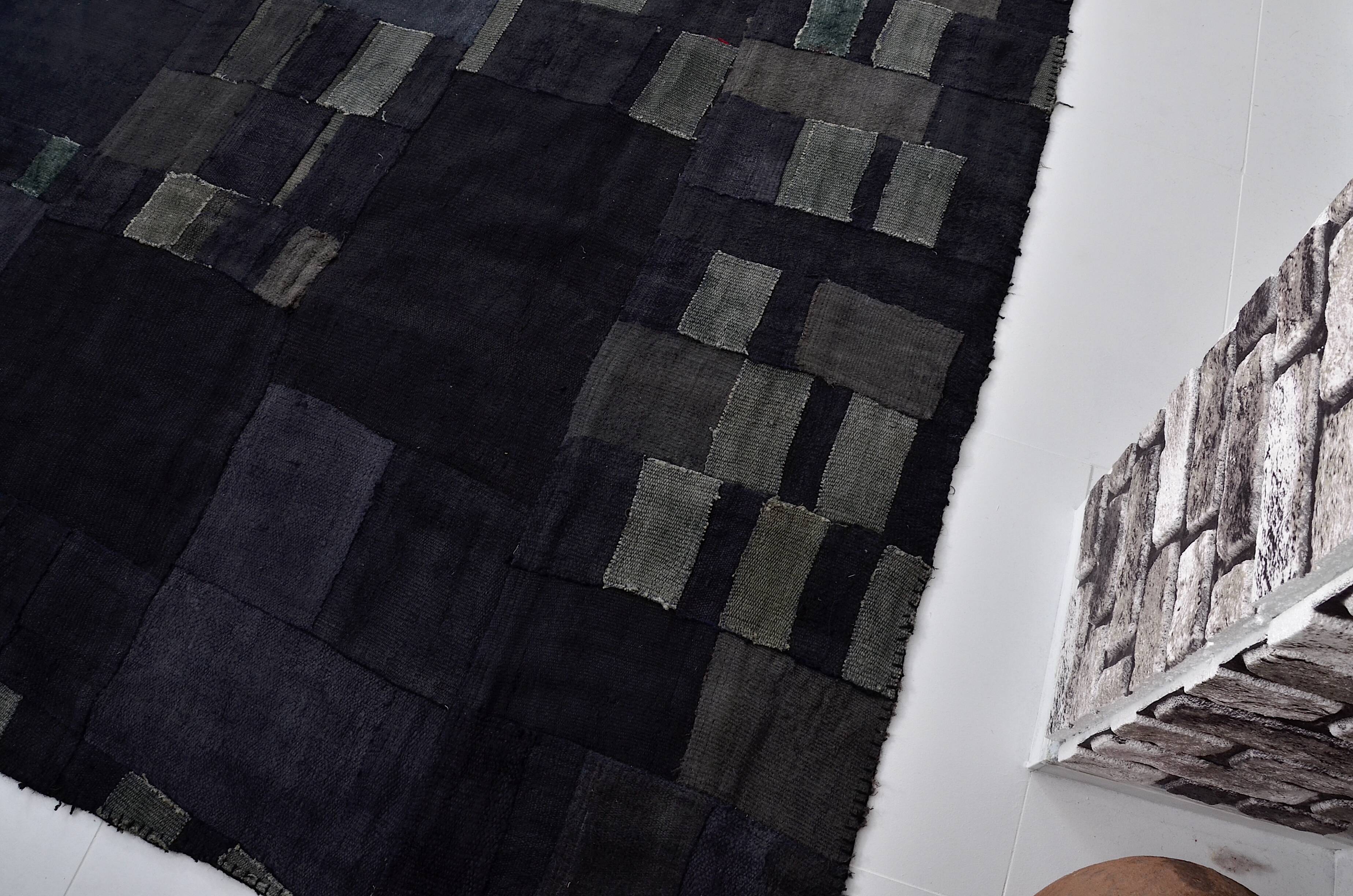 Black Vintage Hmep Patchwork Rug sku 3046