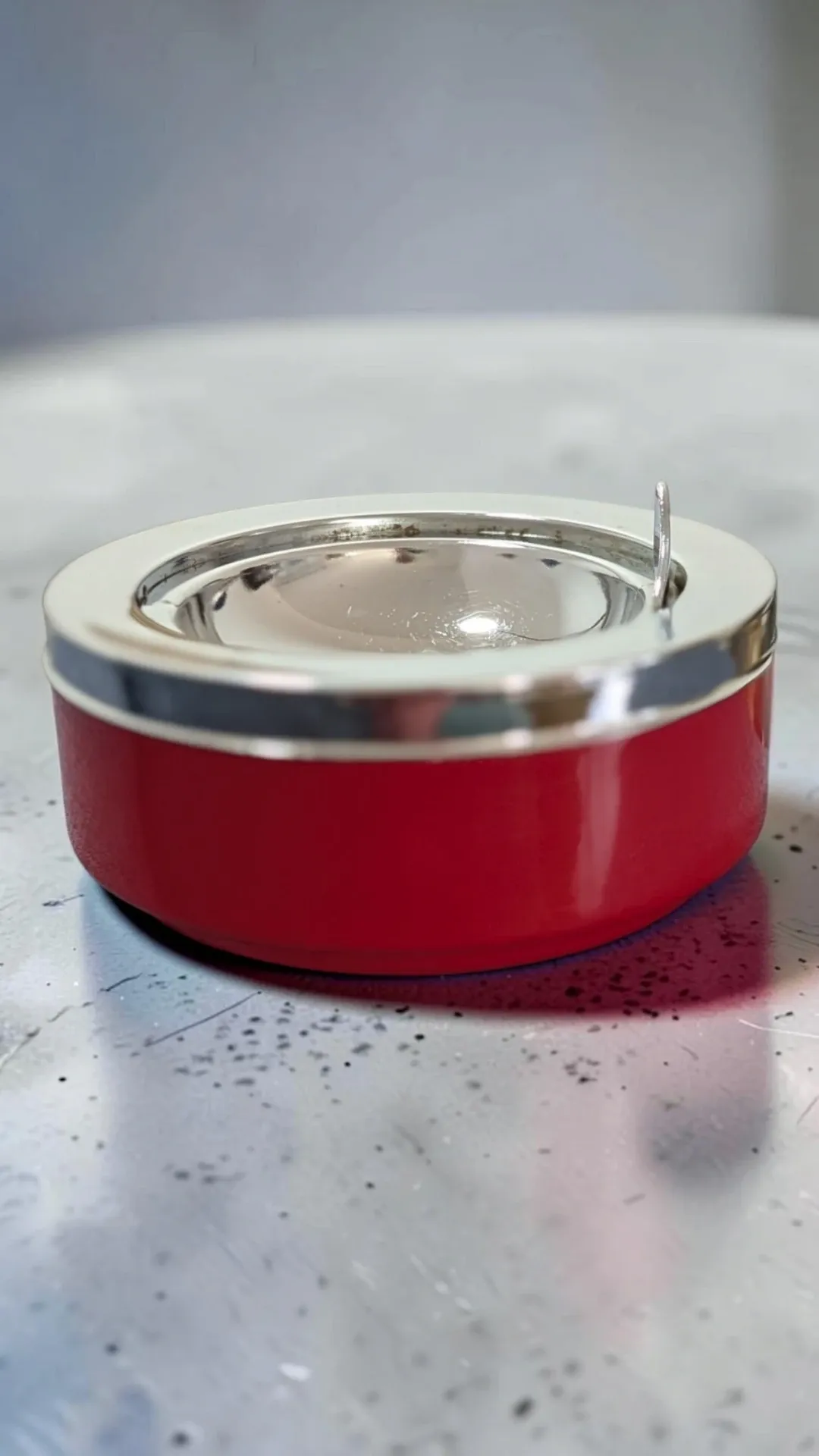Vintage Red Metal Ashtray Space Age - Caimi Brevetti Italy 1970