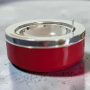 Vintage Red Metal Ashtray Space Age - Caimi Brevetti Italy 1970