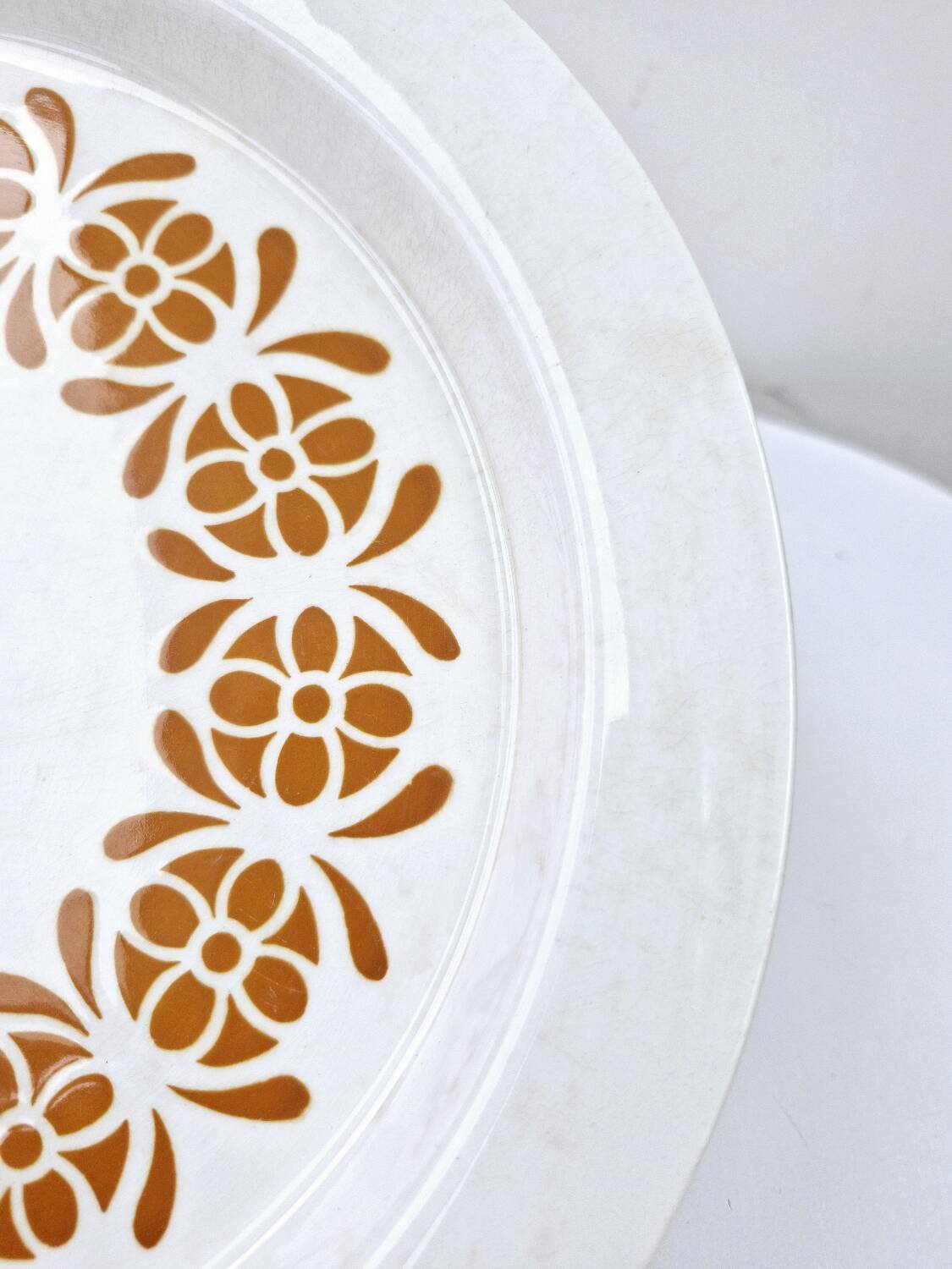 Old Hollow Dish Art Deco Sarreguemines Earthenware Decor Orange Flowers D 28cm