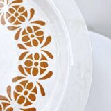 Plat Creux Ancien Art Déco Faïence Sarreguemines Décor Fleurs Orange D 28cm