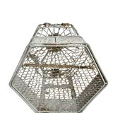 Vintage hexagonal metal birdcage from around 1940.