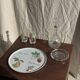 Cendrier vintage en verre moulé en forme de fleur D14 H2,5