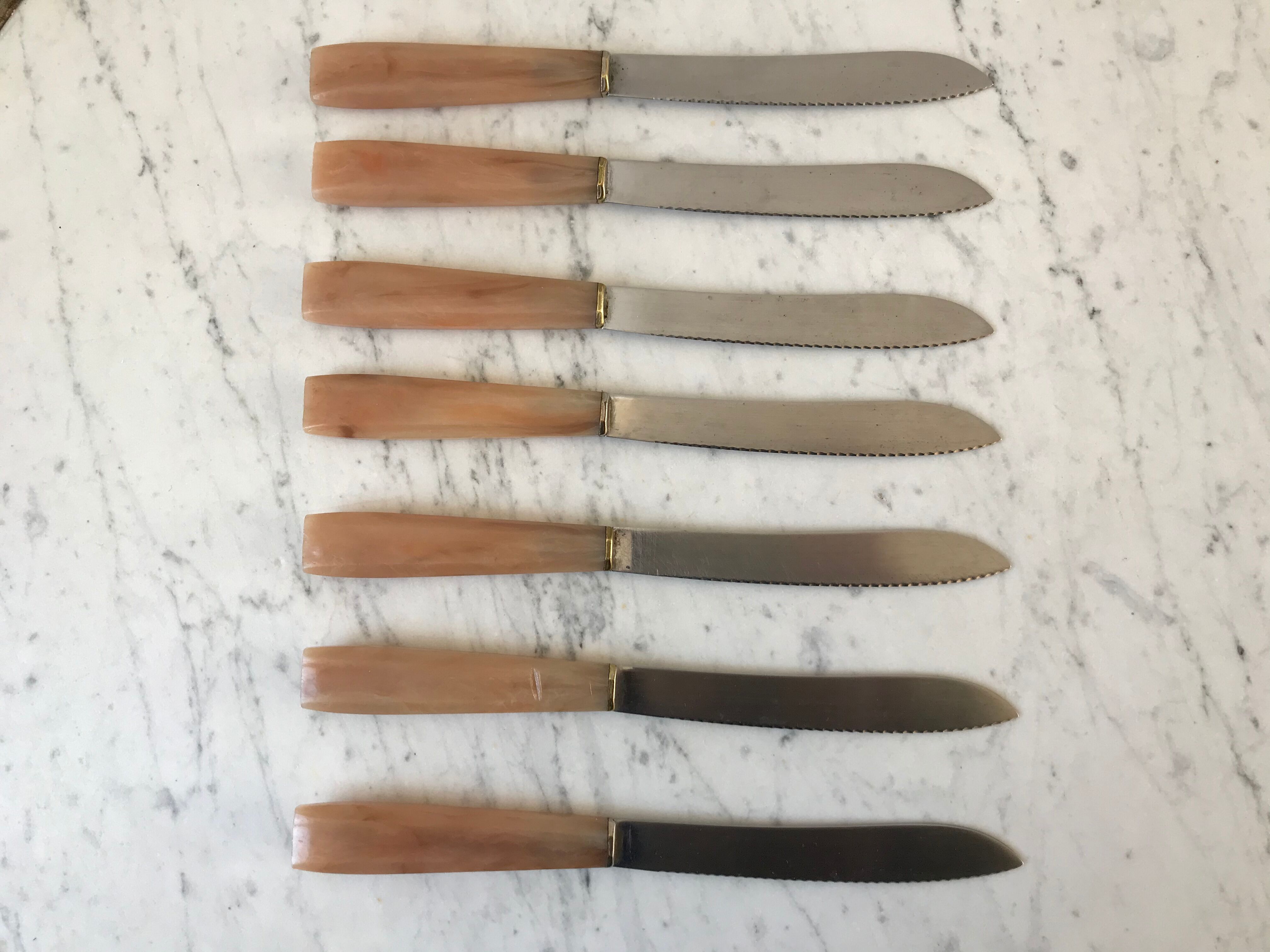 Set of 7 horn knives 50s