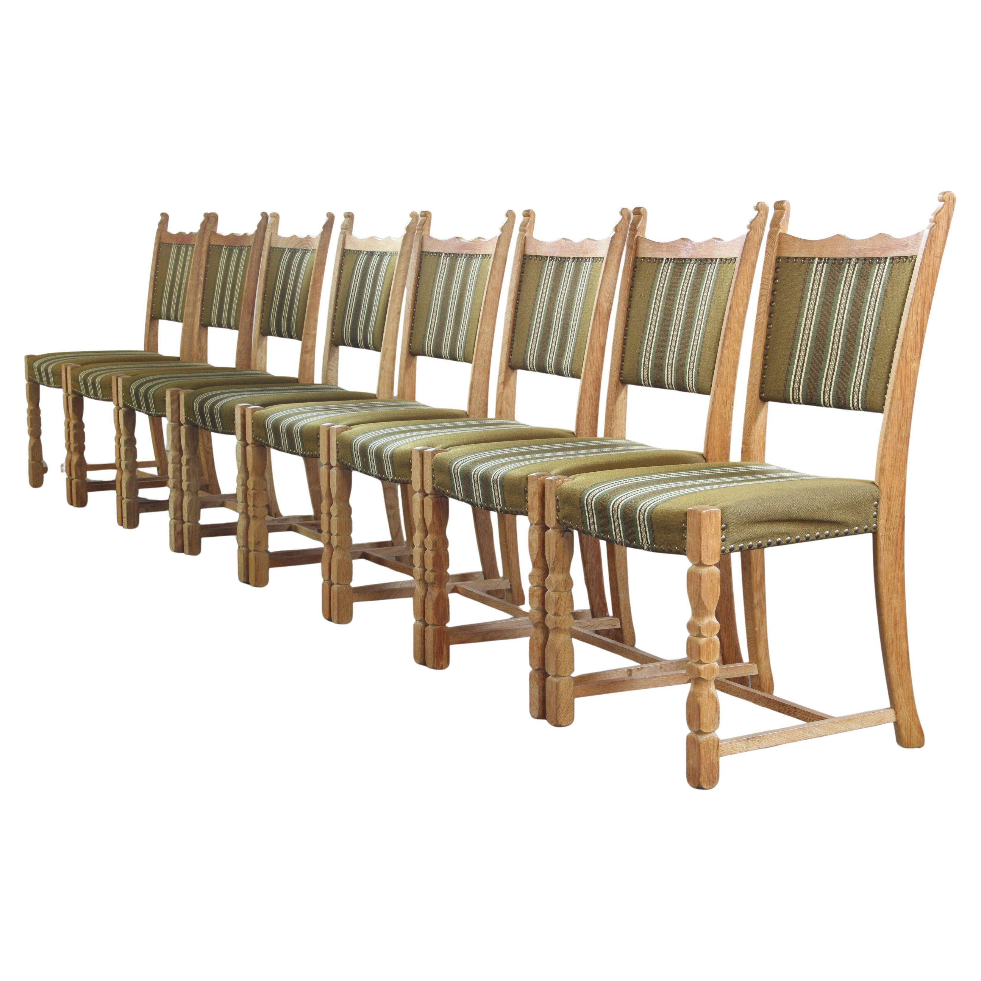 Vintage Danish Brutalist Oak Dining Chairs, Henning Kjærnulf style, 1960s