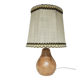 Lampe en bois tourné avec abat-jour en lin