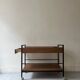 Rolling serving table in wood and black metal by Pierre Guariche for Meurop, design 1960