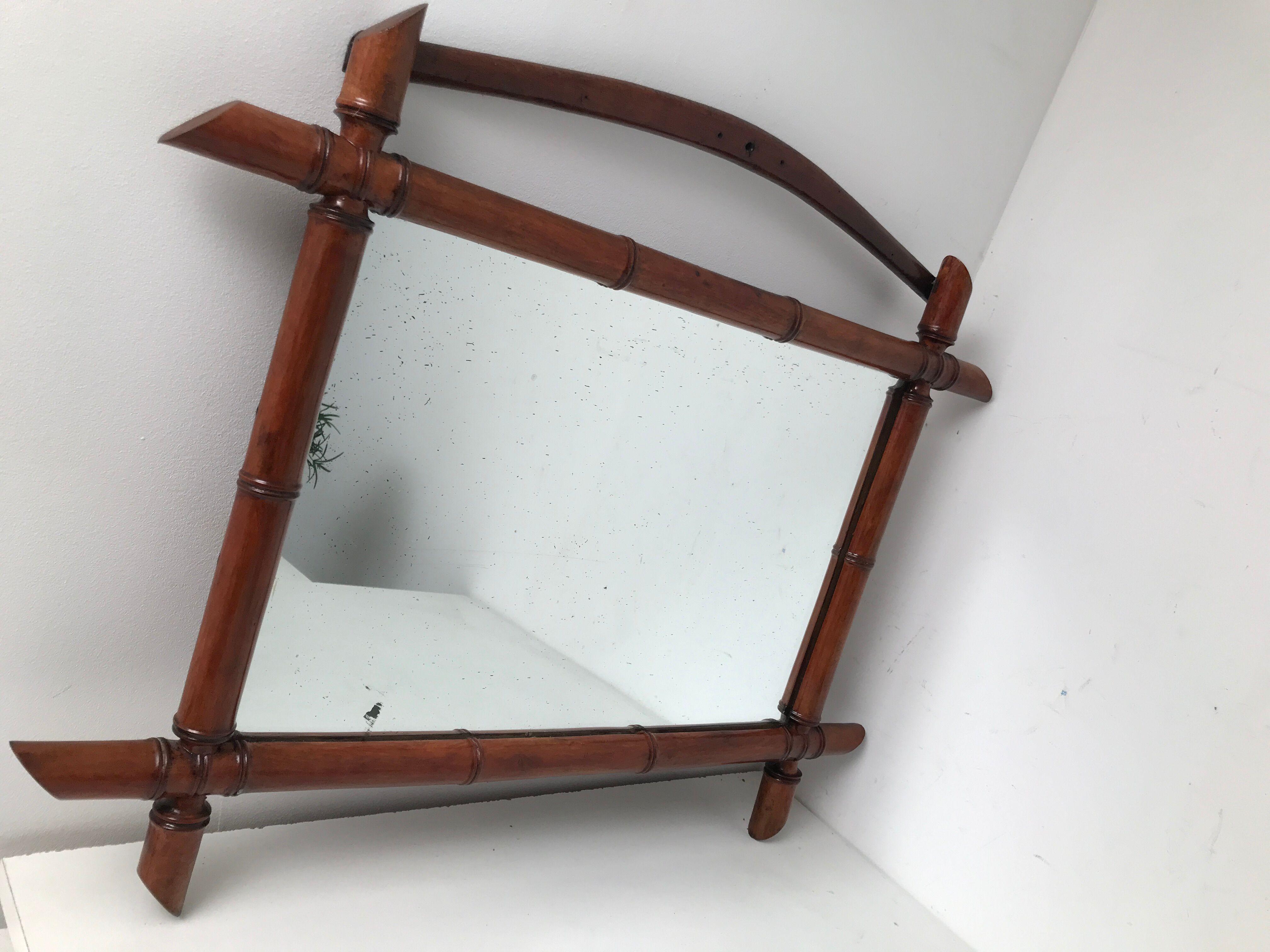 Vintage bamboo mirror