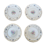 Set of 4 plates with floral motif, golden border early twentieth century