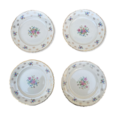 Set of 4 plates with floral motif, golden border early twentieth century