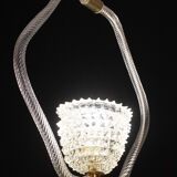 Charming clear rostrato Murano glass chandelier by Barovier & Toso, 1940s