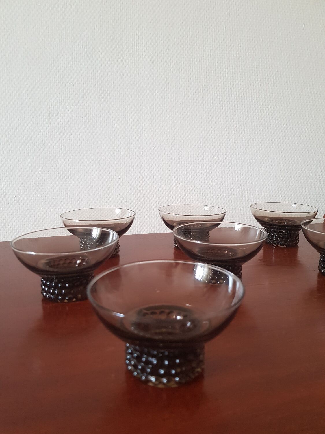 Set of 7 black vintage glasses