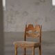 "Razorblade" dining chair by Henning Kjærnulf, in oak and lamb's wool, Denmark, 1960s.