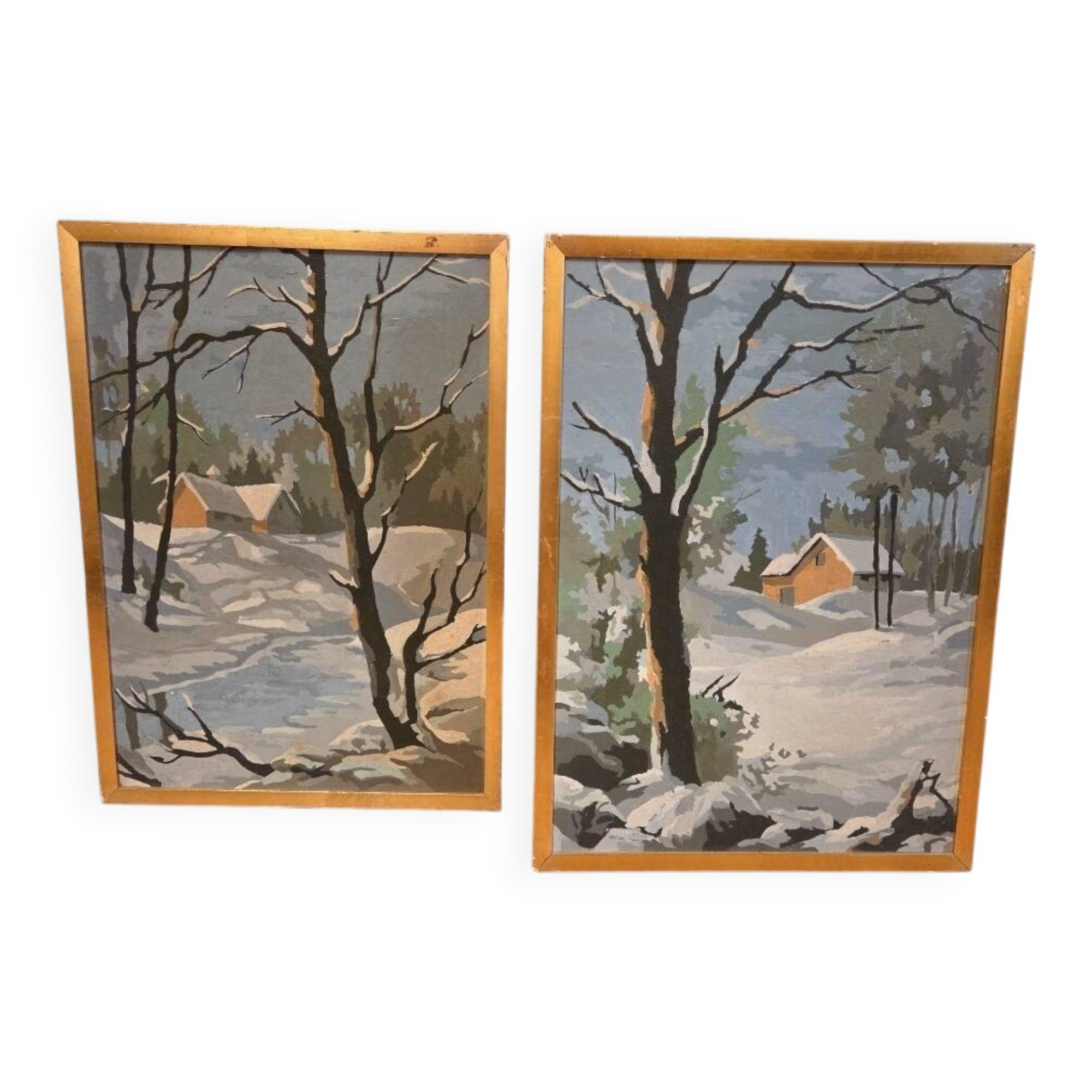 Paire de tableaux de montagne
