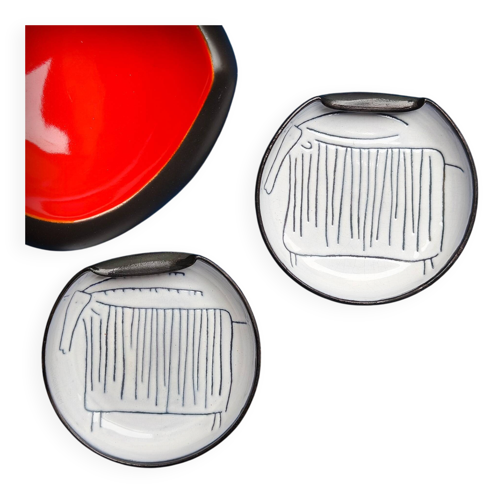 Jacques Innocenti, pair of ceramic cups, Vallauris, 1950s