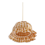 Vintage dome pendant light with ruffles "mustard gingham print"