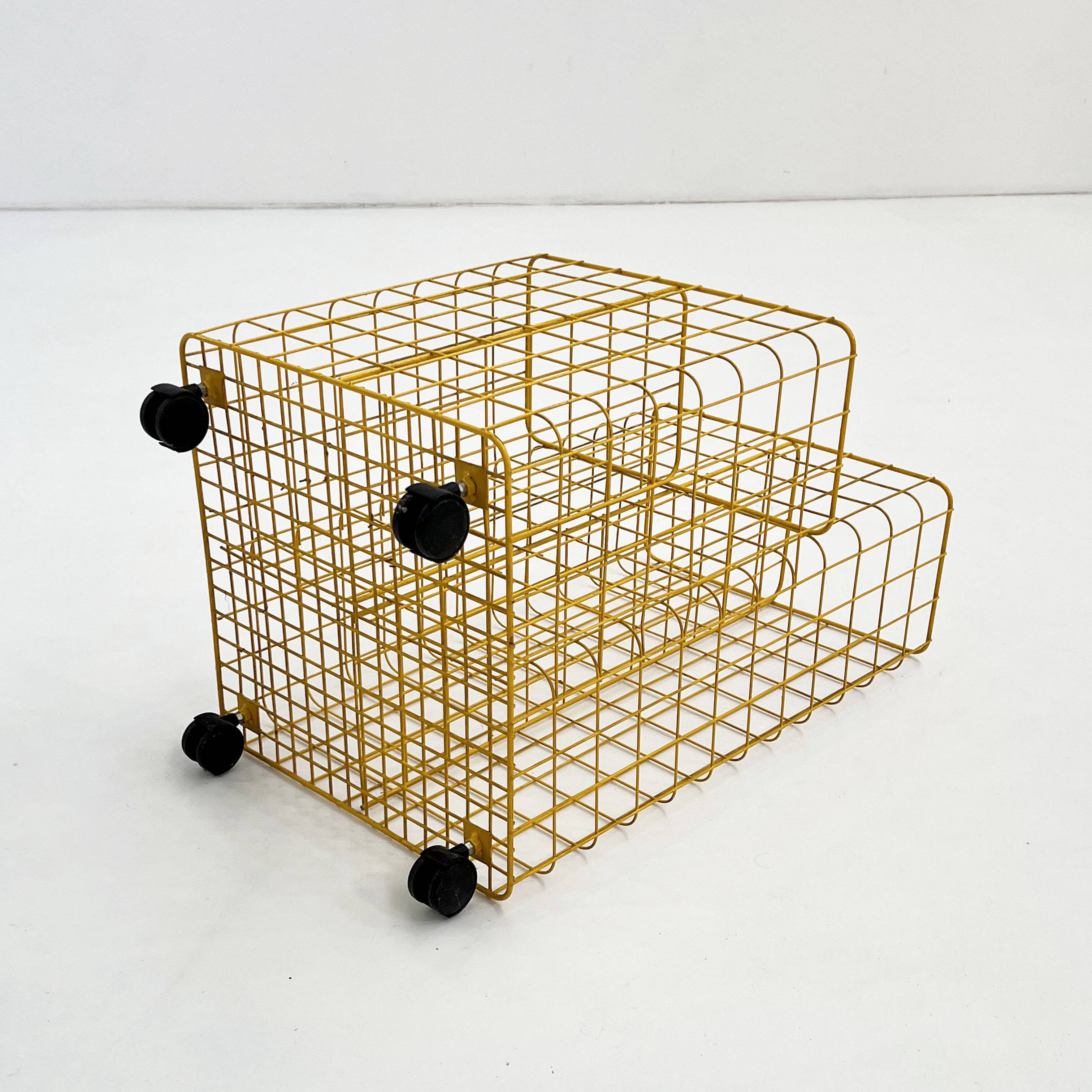 Yellow metal dessert trolley, 1980