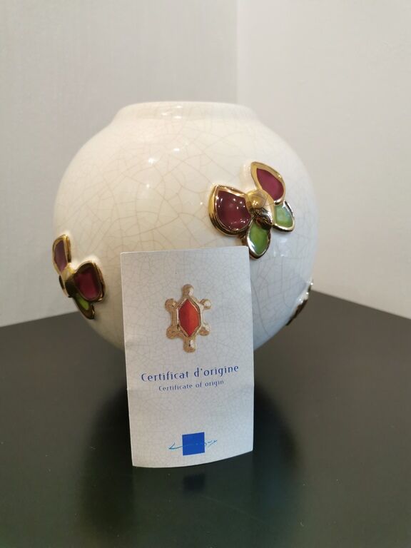 Longwy "papillons" ball vase