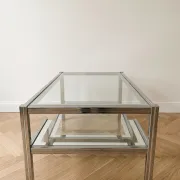 Romeo Rega coffee table in glass and chrome metal, 1970s