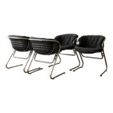 Italian Chrome Flynn Dining Chairs Gastone Rinaldi Thema, 1970s, Set of 4