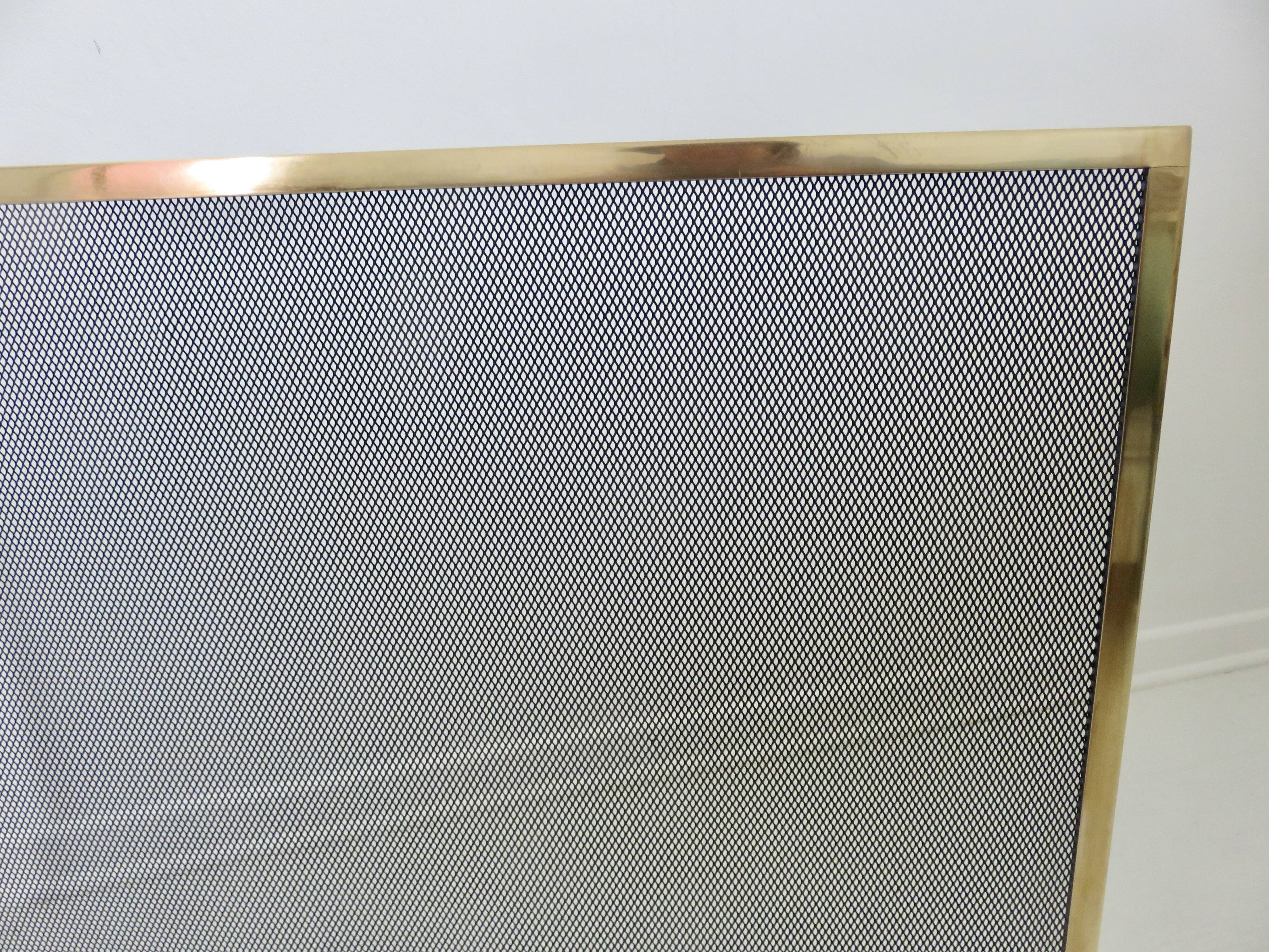 Fire screen for minimalist fireplace, modernist, 1970, brass