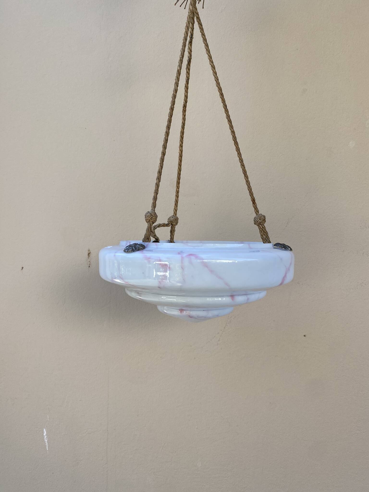 Vintage white and pink opaline chandelier