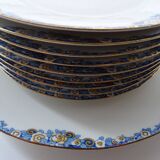 Dessert service porcelain Limoges Union Art Deco 9 people