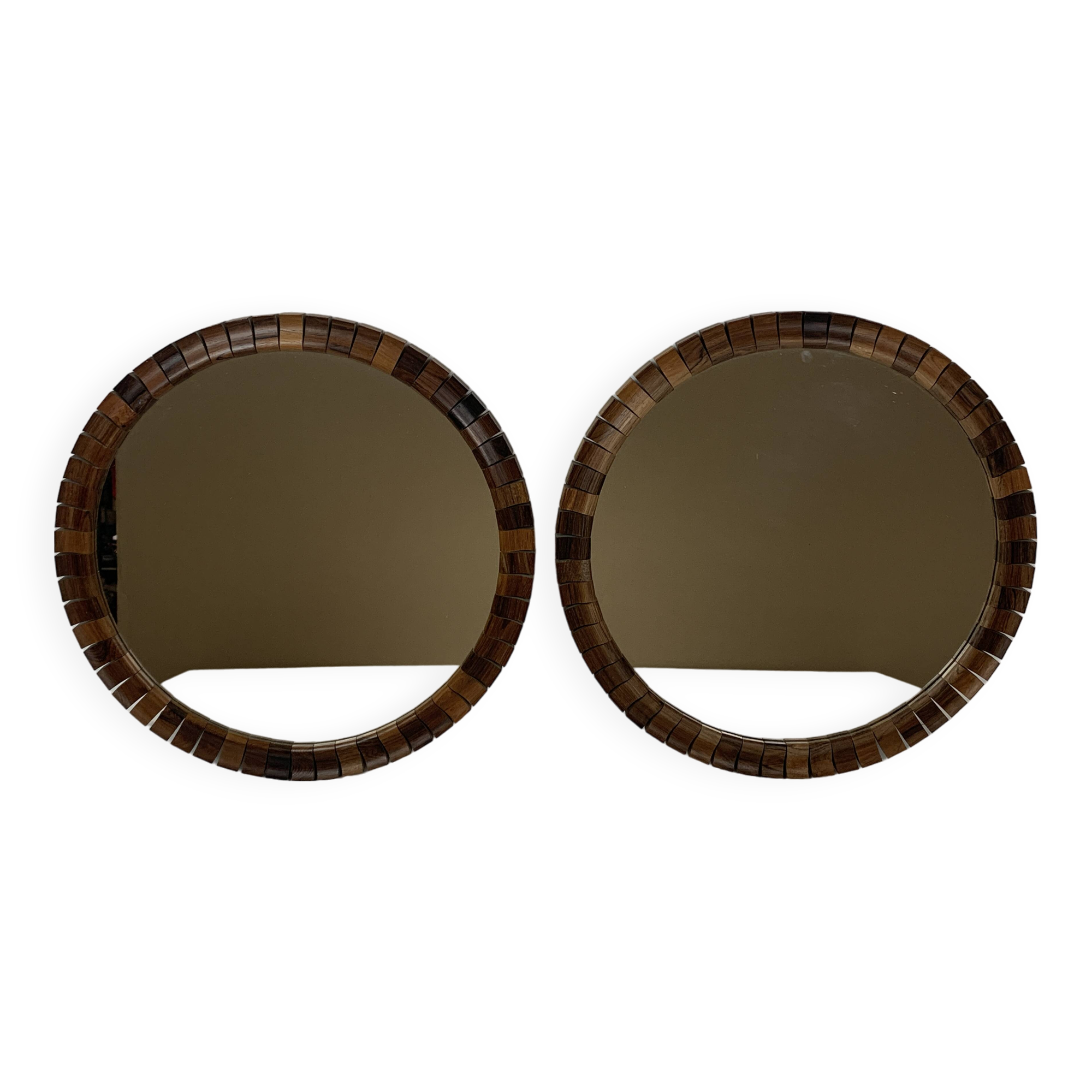 Pair of Danish midcentury teak rosewood cube mirrors, 1960s
