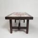 Square tile table from Vallauris, signed Dan with an image of a fantastic bird, 1960s.
