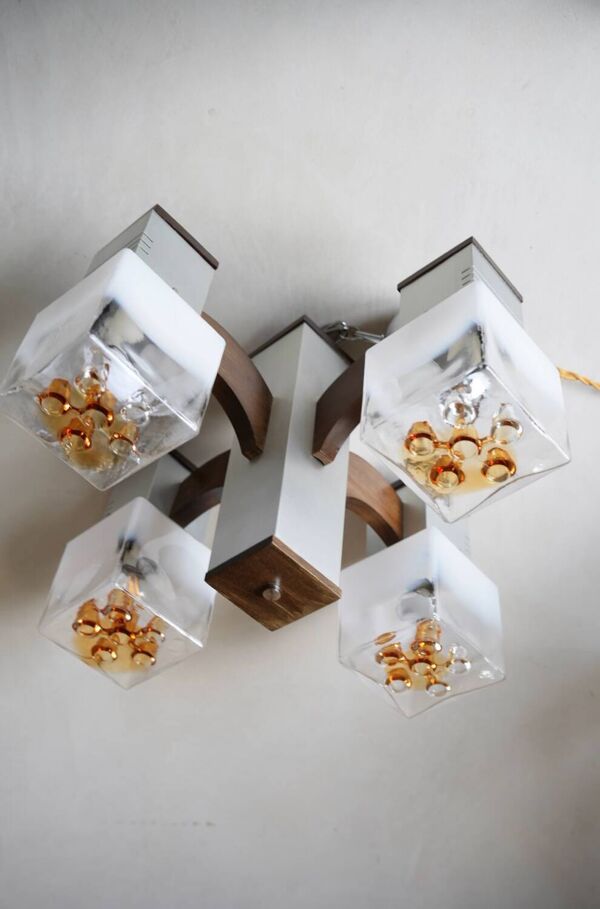 Lustre cubique Gaetano Sciolari pour Mazzega