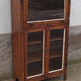 Small wooden glass cabinet with retractable door