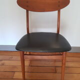 Danish chair in teak and black skai
