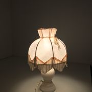 Pair of bedside lamp with vintage fringed shade