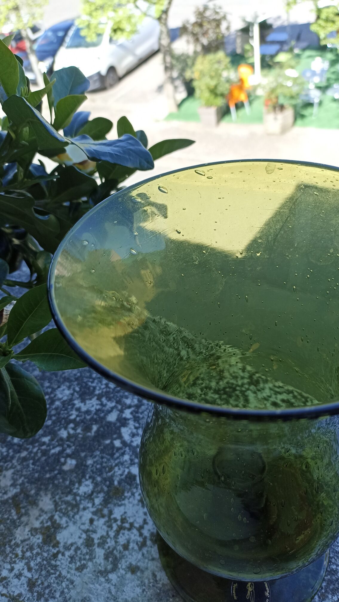 Outdoor photophore in bubbled glass by Verrerie du Marais