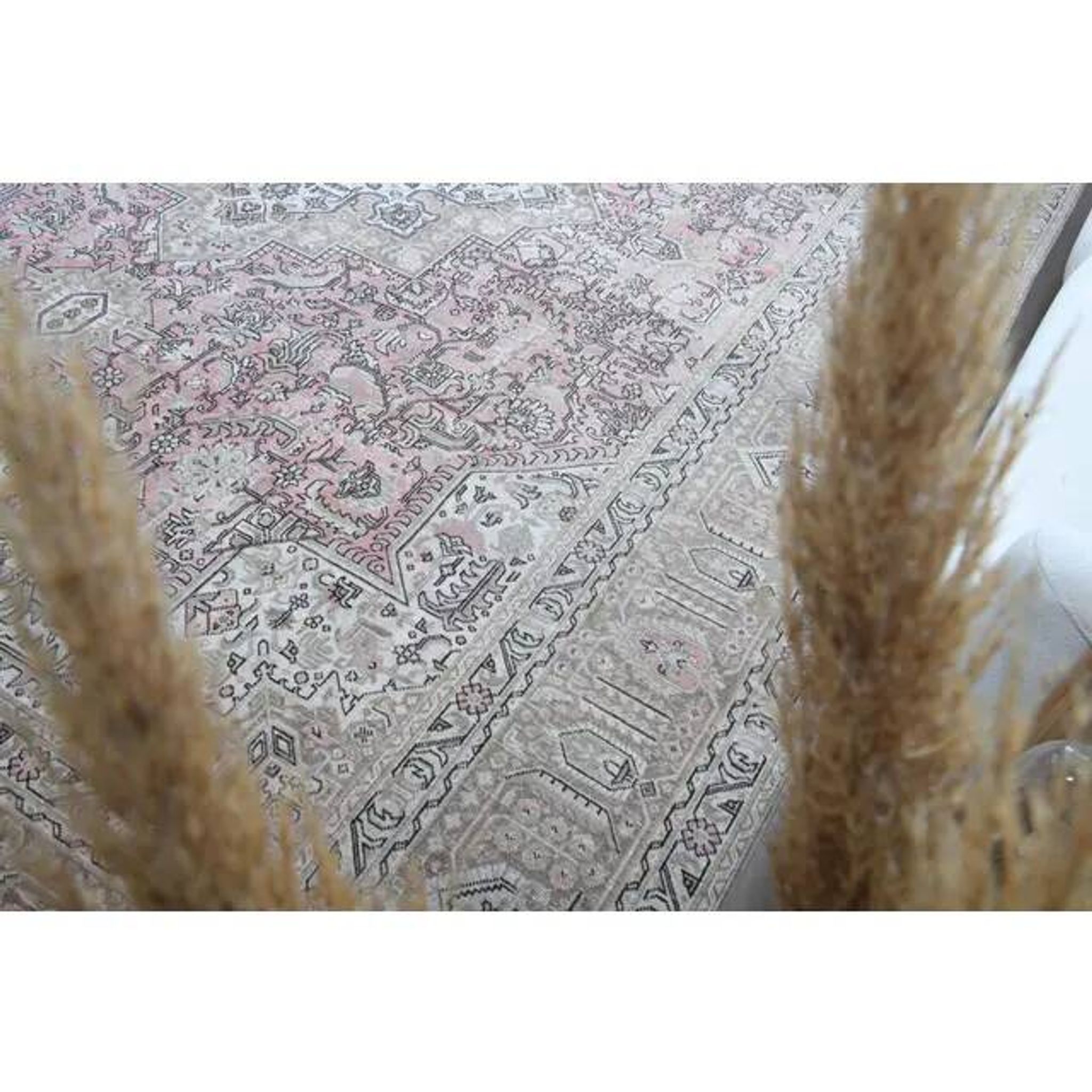 1960s Vintage Persian Handmade Wool Cotton Light Pink Area Rug 285x388