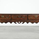 Large antique English oak sideboard from the 18th century with elegant legs