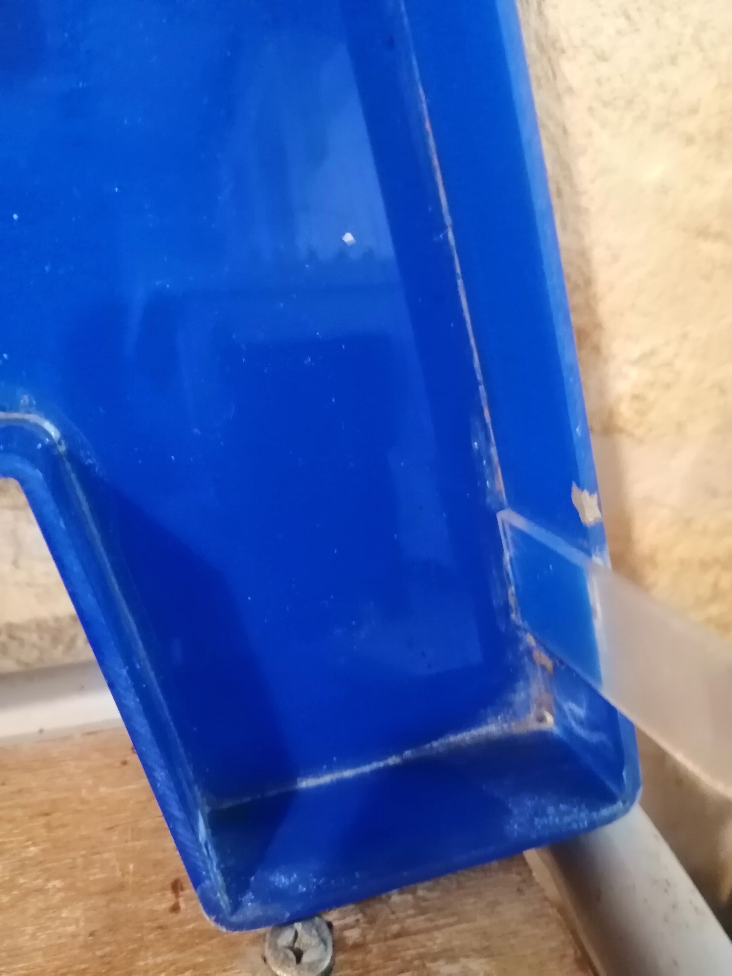 Letter A sign in vintage blue plexiglass