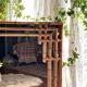Large sculptural mirror handmade from natural bamboo and woven rattan, 1960.