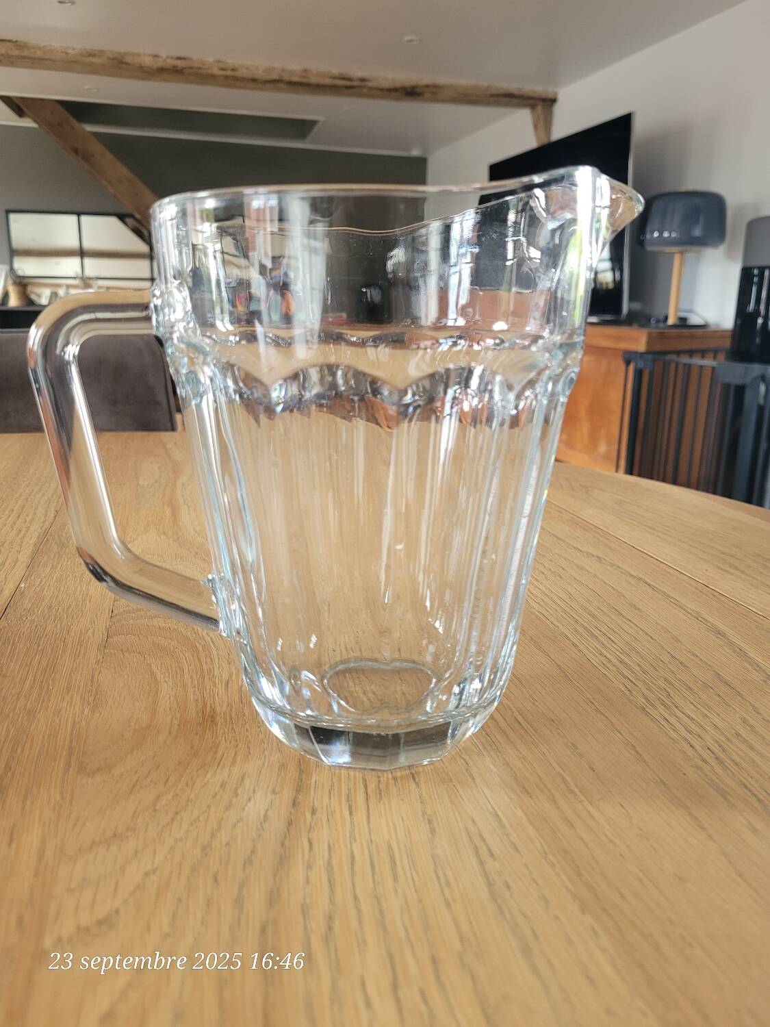 Thick glass pitcher