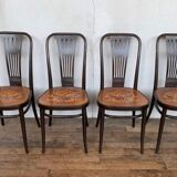 Lot 4 chairs bistrot wood curve stamp tuna and decor seat art nouveau