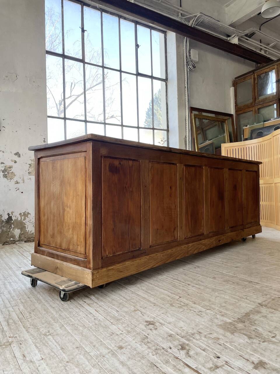 XXL solid oak counter sideboard