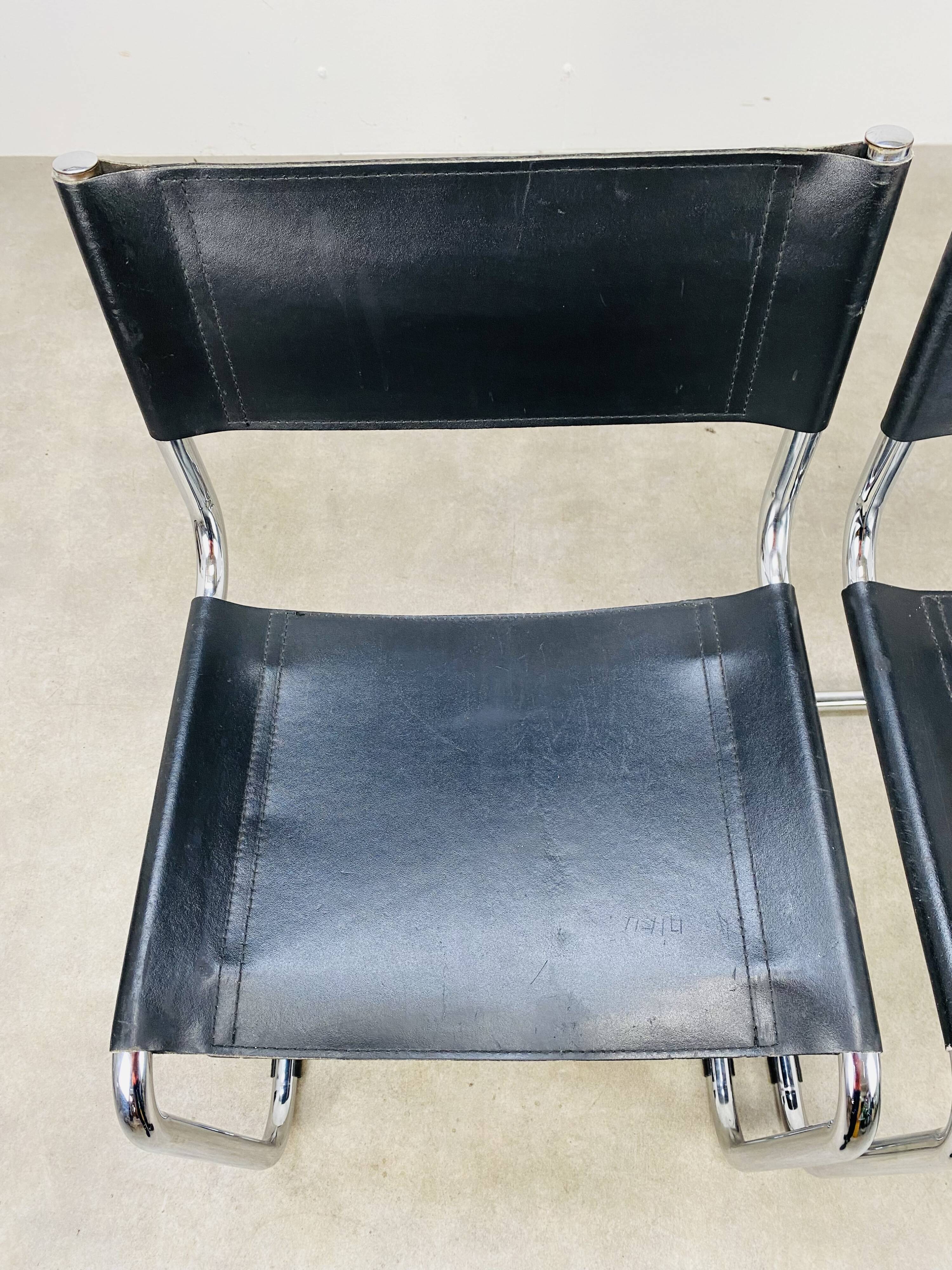Pair of cantilever chairs imitation leather black and chrome